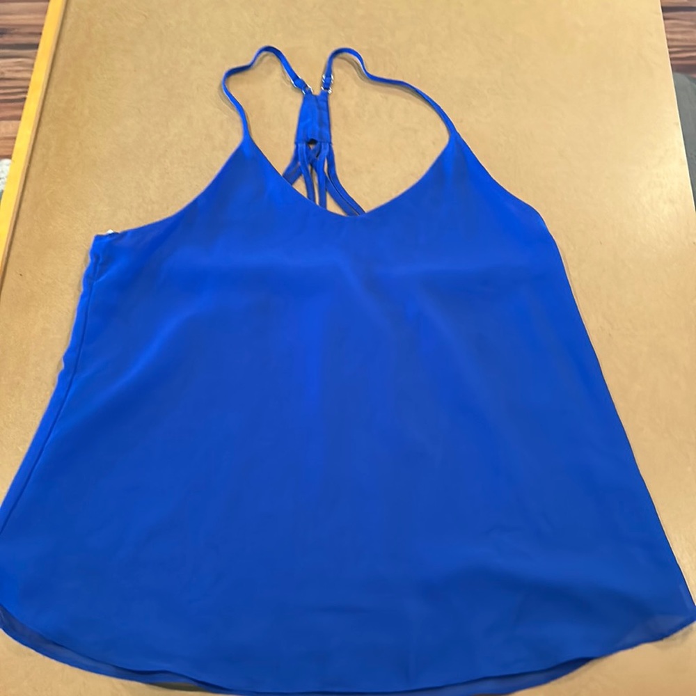 E M Blue T Back Tank